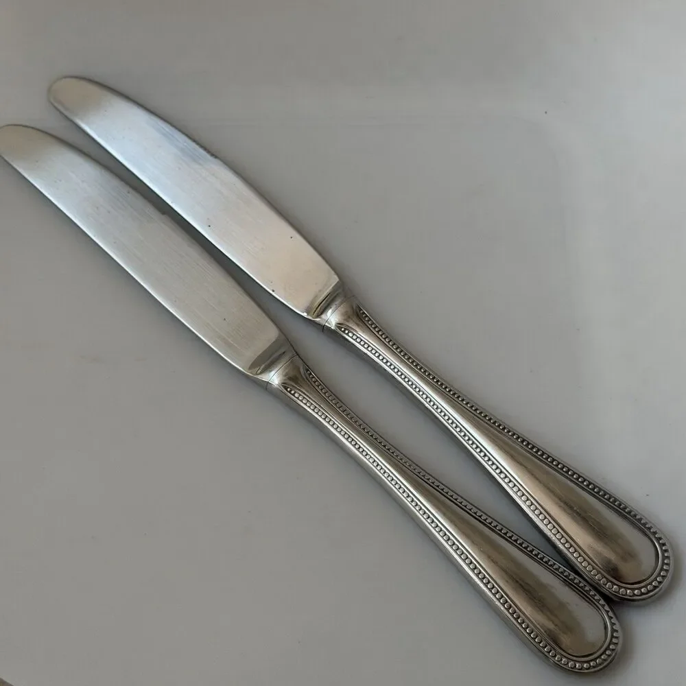 8pc Towle Beaded Antique Stainless Flatware 18/10 China Knives Spoons Forks